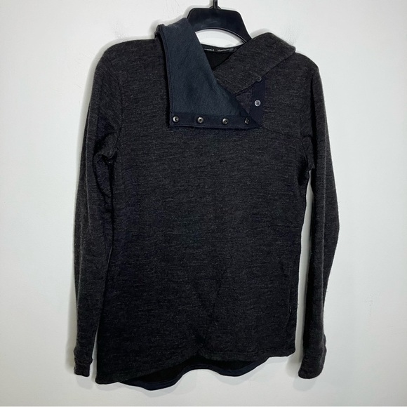 Nau charcoal gray hooded sweatshirt wool Blend women’s size medium - Picture 1 of 7